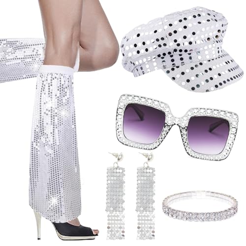 70er Jahre Disco Zubehör, 70er Jahre Fancy Dress Frauen Zubehör, Rahmen Bling Sonnenbrille Ohrringe Stirnband Armband Beinwärmer Disco Fancy Dress Kit für Frauen Retro 70 Thema Party Hippie Kostüm 70er Jahre Disco Zubehör, 70er Jahre Fancy Dress Frauen Zubehör, Rahmen Bling Sonnenbrille Ohrringe Stirnband Armband Beinwärmer Disco Fancy Dress Kit für Frauen Retro 70 Thema Party Hippie Kostüm von Xerteam