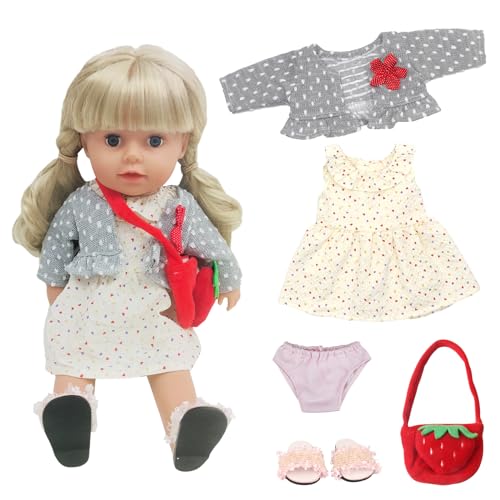 5 Stück Puppenkleidung Set 12-18 Zoll Babypuppenkleidung 30-45cm, Puppenzubehör Kleidung Outfits Rock, Jacke, Puppenunterhose, Tasche, Hausschuhen, süßes Puppenkleidungsset, Geburtstags Mädchen 5 Stück Puppenkleidung Set 12-18 Zoll Babypuppenkleidung 30-45cm, Puppenzubehör Kleidung Outfits Rock, Jacke, Puppenunterhose, Tasche, Hausschuhen, süßes Puppenkleidungsset, Geburtstags Mädchen von Xerteam