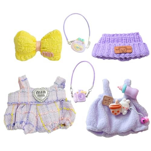 Xerteam Puppenkleidung für 17cm Plüschpuppe, 6 Stück Lila Overalls Kopfbedeckungen & Taschen für 17 cm Puppen, Plüsch Puppenzubehör Süßes süßes Outfit (Ohne Puppe) Xerteam Puppenkleidung für 17cm Plüschpuppe, 6 Stück Lila Overalls Kopfbedeckungen & Taschen für 17 cm Puppen, Plüsch Puppenzubehör Süßes süßes Outfit (Ohne Puppe) von Xerteam