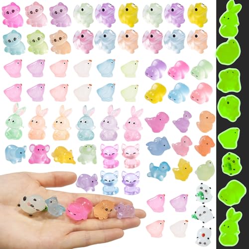 69pcs Mini Resin Animals, 23 Styles Luminous Mini Animals, Tiny Resin Animals Mixed Glow in the Dark, Small Plastic Animal Figures for Miniature Landscapes Dollhouse Decor Micro Landscape Fairy Garden von Xerteam