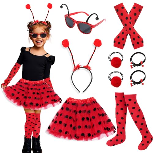 9-teiliges Marienkäfer-Kostüm für Kinder, gepunktetes Tutu für Mädchen, Tierkostüm für Kinder mit Zubehör, Party-Outfit, Performance-Kostüm-Sets, Halloween, Weltbuchtag-Kostüme für Mädchen, Cosplay 9-teiliges Marienkäfer-Kostüm für Kinder, gepunktetes Tutu für Mädchen, Tierkostüm für Kinder mit Zubehör, Party-Outfit, Performance-Kostüm-Sets, Halloween, Weltbuchtag-Kostüme für Mädchen, Cosplay von Xerteam