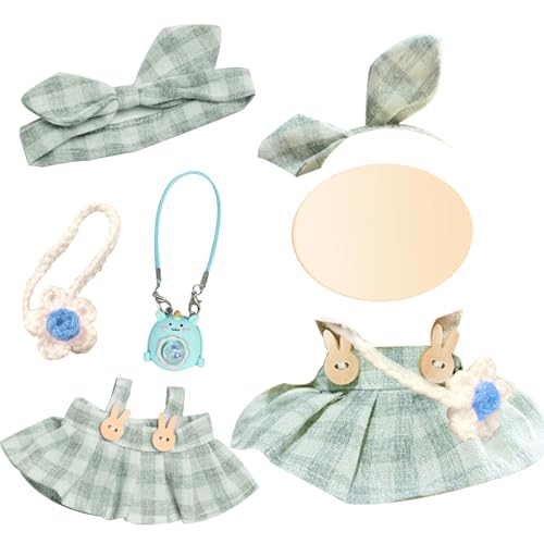 Xerteam Kleidung für 17cm Puppe, 4 Stück Grün Kariert Puppenkleidung mit Blumentasche, Plüsch Puppe Zubehör Kleidungsset, Junge und Mädchen(Ohne Puppe) Xerteam Kleidung für 17cm Puppe, 4 Stück Grün Kariert Puppenkleidung mit Blumentasche, Plüsch Puppe Zubehör Kleidungsset, Junge und Mädchen(Ohne Puppe) von Xerteam
