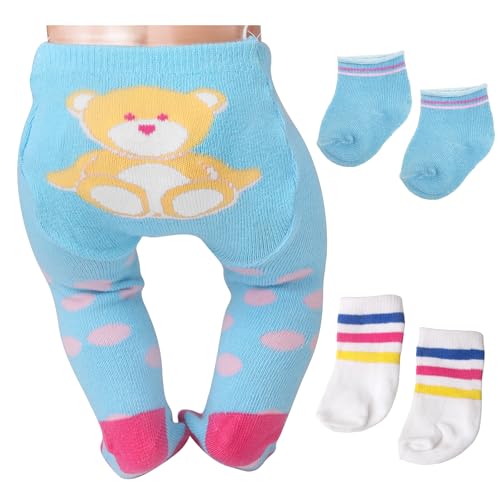 Xerteam Strumpfhosen Blaues Bärenmuster + Puppensocken für 35-43cm Puppen, Niedlich 3 Arten von Puppenzubehör Set für 14-18 Inch, Weiche Plüschhose, Puppenkleidung Zubehör Geschenk Puppenleggings Xerteam Strumpfhosen Blaues Bärenmuster + Puppensocken für 35-43cm Puppen, Niedlich 3 Arten von Puppenzubehör Set für 14-18 Inch, Weiche Plüschhose, Puppenkleidung Zubehör Geschenk Puppenleggings von Xerteam