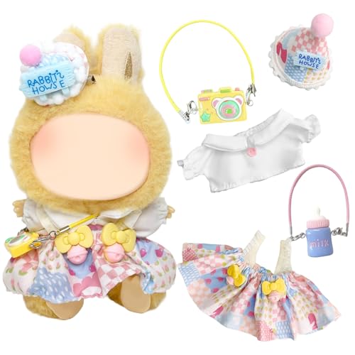 17 cm Süße Puppenkleidung, 4 pcs Plüsch Puppen Kleidung, Weißes Hemd + Bunter Overall + Eiscreme Kopfschmuck + Gelbe Tasche + Blaue Milchflasche, Puppen Kleidungs Geschenke im Prinzessinnenstil 17 cm Süße Puppenkleidung, 4 pcs Plüsch Puppen Kleidung, Weißes Hemd + Bunter Overall + Eiscreme Kopfschmuck + Gelbe Tasche + Blaue Milchflasche, Puppen Kleidungs Geschenke im Prinzessinnenstil von Xerteam