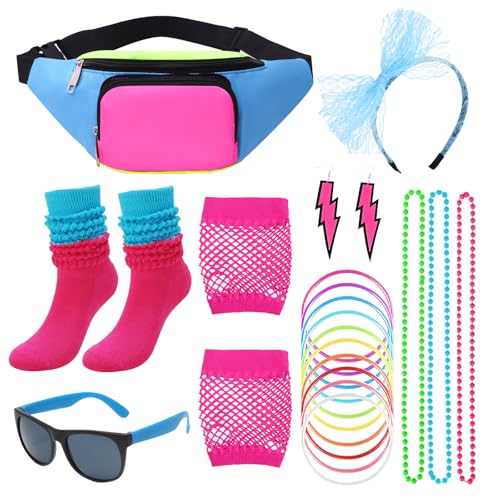 Xerteam 20 Stück 80er Jahre Accessoires für Damen, 80er Jahre Neon Outfit Set für Frauen mit Bauchtasche Stirnband Fischnetz Handschuhe Armband Socken Sonnenbrille Ohrringe Halskette 90er Jahre Stil Xerteam 20 Stück 80er Jahre Accessoires für Damen, 80er Jahre Neon Outfit Set für Frauen mit Bauchtasche Stirnband Fischnetz Handschuhe Armband Socken Sonnenbrille Ohrringe Halskette 90er Jahre Stil von Xerteam