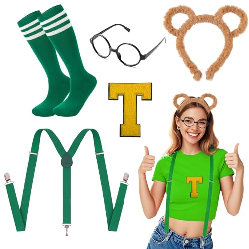 Xerteam Niedliches Kostümzubehör, geeignet für Kinder/Erwachsene, Weltbuchtagskostüme, Kostüm-Outfit mit Plüschohren, Stirnband, Brille, Y-Rücken, Strumpfhalter, klebrige Stickerei, Kniestrümpfe, Xerteam Niedliches Kostümzubehör, geeignet für Kinder/Erwachsene, Weltbuchtagskostüme, Kostüm-Outfit mit Plüschohren, Stirnband, Brille, Y-Rücken, Strumpfhalter, klebrige Stickerei, Kniestrümpfe, von Xerteam
