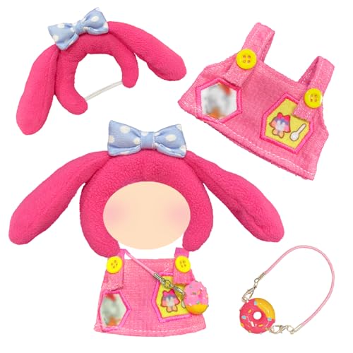 17 cm Plüsch Puppenkleidung, Süße Rosa Plüsch Puppenkleidung, Puppenkleid + rosa Tiara + Anhänger, DIY Plüschkleidung, babypuppenkleidung 17cm, Rosa peppen Kleidung, Mädchen von Xerteam