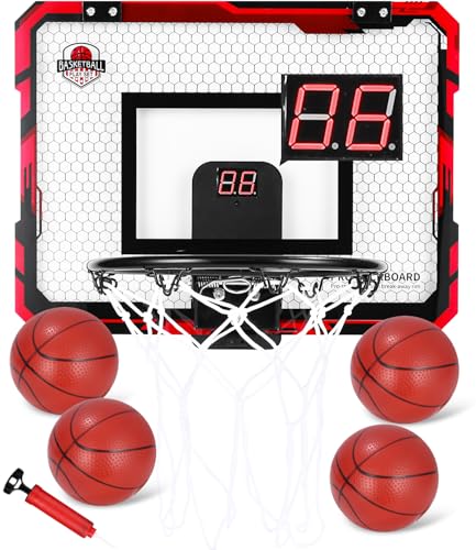 Xespis Basketballkorb Indoor für Kinder Basketball Korb im Zimmer Wandmontage mit Elektronische Anzeigetafel, 4 Balls und Luftpumpe, Basketballkörbe tür Set Sport Spielzeug für Jungen Outdoor Indoor Xespis Basketballkorb Indoor für Kinder Basketball Korb im Zimmer Wandmontage mit Elektronische Anzeigetafel, 4 Balls und Luftpumpe, Basketballkörbe tür Set Sport Spielzeug für Jungen Outdoor Indoor von Xespis