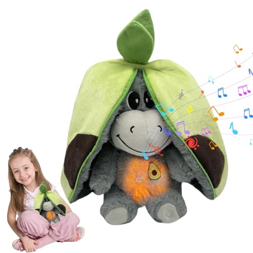 Atmendes Kuscheltier, Esel Kuscheltier Mit Atembewegung Und Licht, Schlummer Esel Verstecken Aus Hochwertigem Plüschmaterial, 2 Formulare Plüschtiere Kinder Lindert Ängste Babyparty Geschenke (A) von Xevinas