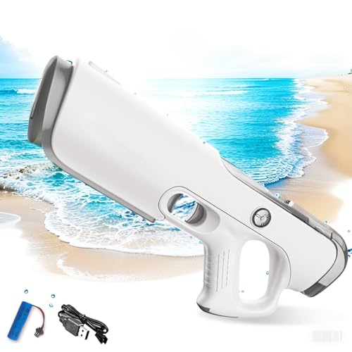 Elektrische Wasserpistole, Wasserpistole Wasserspritzpistole Reichweite 8-10 Meter, Wasserpistole Elektrisch 350ml Automatische Spritzpistole, Aufladen USB Wasserpistole Elektrisch Sehr Stark (grau) von Xevinas