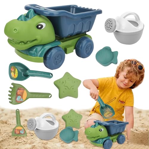 Xevinas Sandspielzeug | Sandspielzeug Set | Sandförmchen | Dinosaurier Thema Sandkasten Spielzeug | Sandeimer Schaufeln&Gießkanne Outdoor Spielzeug Mit Tasche Für Kinder (6stk) von Xevinas