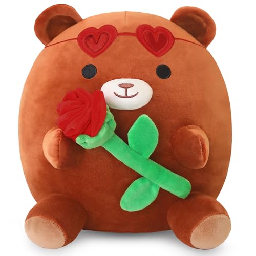 Xfrog Bear Stuffed Animal Bear Plush with Red Rose Soft Plush Toy Valentine's Day Birthday Gifts for Girlfriend Boyfriend 25CM von Xfrog