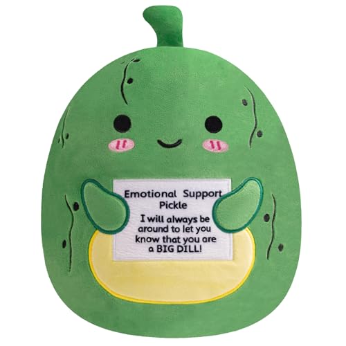 Xfrog Emotional Support Plush Positive Pickle Plushie Gurke Positive Plüschtier Süßes Kuscheltier Kissen Kuscheltiere für Kinder Mädchen und Jungen 25cm von Xfrog