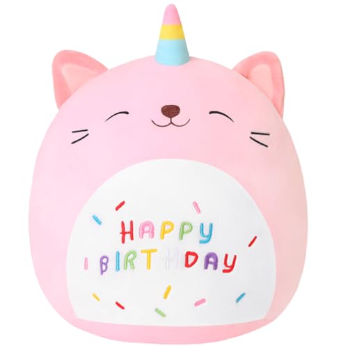 Xfrog Happy Birthday Plüschtier, 25CM Einhorn Kuscheltier, Cartoon Plüschkissen, Geburtstag Geschenk für Kinder Jungen Mädchen Xfrog Happy Birthday Plüschtier, 25CM Einhorn Kuscheltier, Cartoon Plüschkissen, Geburtstag Geschenk für Kinder Jungen Mädchen von Xfrog