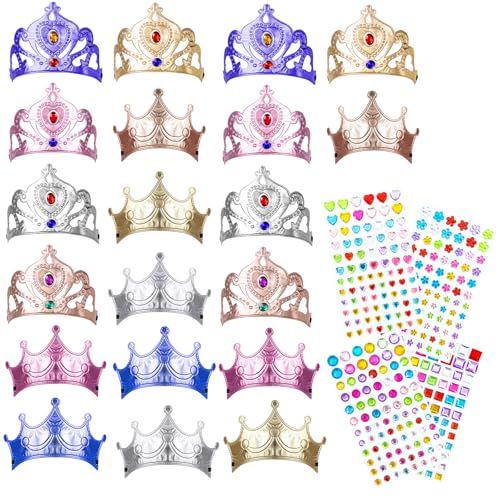 Xgvzs Prinzessinnen-Tiaras und Kronen aus Schaumstoff, Partyhüte, Krone, bunte Partyhüte mit Diamant-Aufkleber für Kinder, Bastelpapier, Krone für Feiern, 24 Stück von Xgvzs