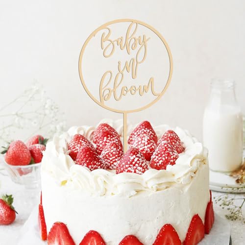Cupcake-Topper für Babypartys, aus Holz, Motiv: Baby in Blüte, Kuchendekoration, Geschlechtsoffenbarung, Kuchendekoration für Jungen und Mädchen, Babyparty-Schild für Heim-Party-Spiele von Xheanxu