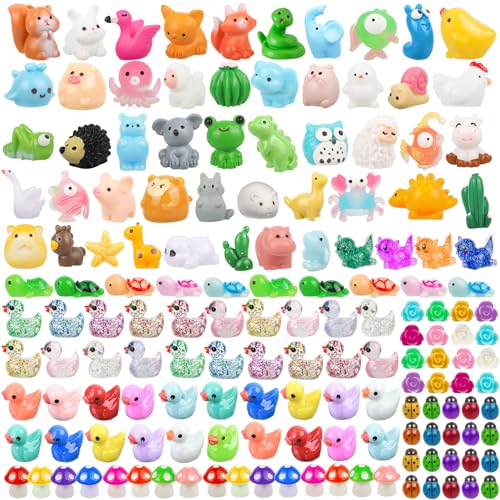 Mini-Tiere aus Kunstharz, 55 Stile, Mini-Tiere, kleine Kunstharz-Tiere, gemischte Miniatur-Tierfiguren, Großpackung für Mikro-Landschaft, Feengarten, Aquarium, Versteck, Basteln, Puppenhaus-Dekoration von Xhtol