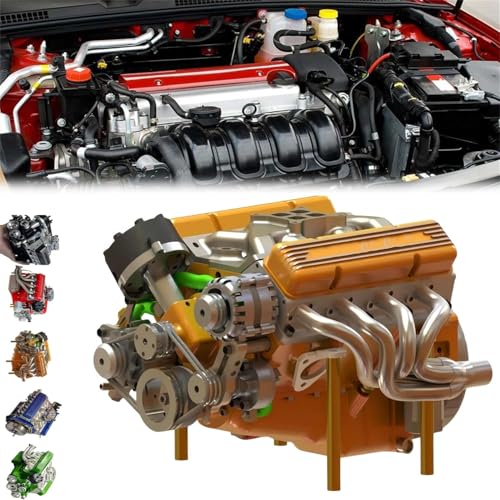 V8-Motor-Kit, V8 Kleinblock-Motor-Modellbausatz, V8-Motor-Modell-Kit, DIY-Pädagogisches Motor-Modell-Set, V8-Modellmotor für Erwachsene (gelb) von XiChiu