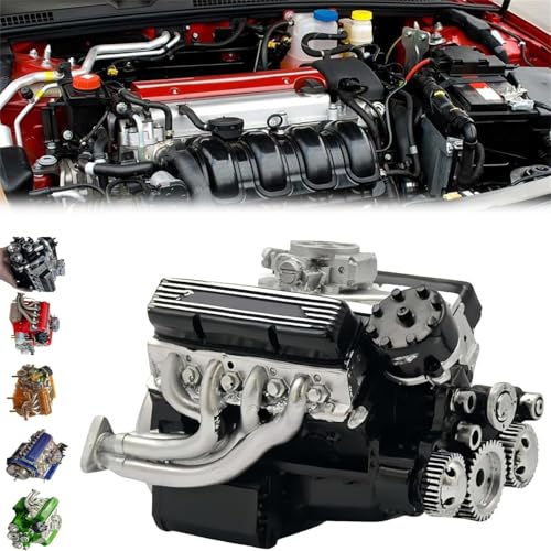V8-Motor-Kit, V8 Kleinblockmotor-Modellbausatz, V8-Motor-Modell-Kit, DIY-Pädagogisches Motor-Modell-Set, V8-Modellmotor für Erwachsene (schwarz) von XiChiu