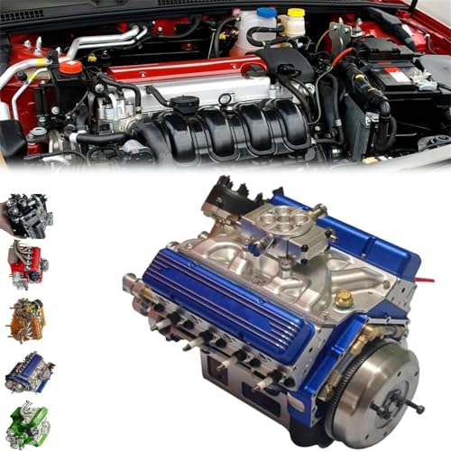 V8-Motor-Set, V8 Kleinblockmotor-Modellbausatz, V8-Motor-Modell-Kit, DIY-Pädagogisches Motor-Modell-Set, V8-Modellmotor für Erwachsene (blau) von XiChiu