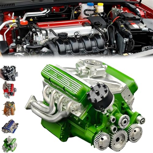 V8-Motor-Set, V8 Kleinblockmotor-Modellbausatz, V8-Motor-Modellbausatz, DIY-Pädagogisches Motor-Modell-Set, V8-Modellmotor für Erwachsene (grün) von XiChiu