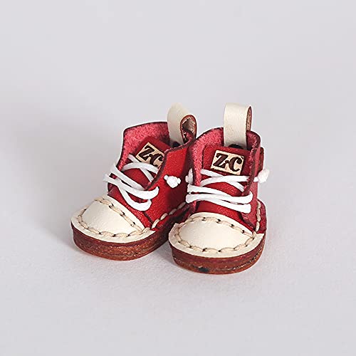Ob11 Puppenschuhe Rindsleder Canvas Schuhe Puppenkleidung Schuhe Hohe Stiefel für Holala, OB, GSC, Body9,1/12bjd Puppenzubehör (Red) von XiDonDon