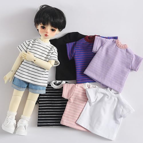 XiDonDon 1/6 Puppenkleidung, gestreiftes T-Shirt für 30 cm SD-BJD-Puppenspielzeug, Puppenzubehör (Black) von XiDonDon