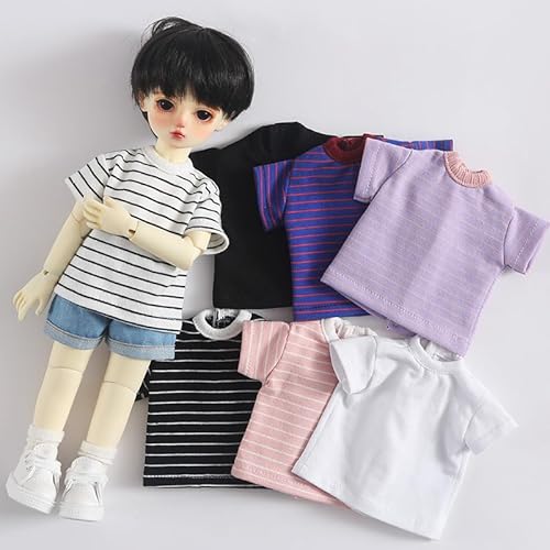 XiDonDon 1/6 Puppenkleidung, gestreiftes T-Shirt für 30 cm SD-BJD-Puppenspielzeug, Puppenzubehör (Black-White) von XiDonDon