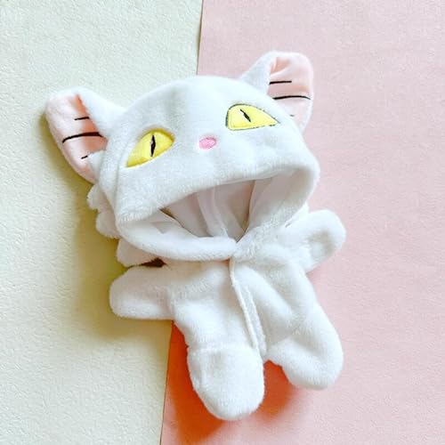 XiDonDon 20 cm/7,9" Puppe Plüsch Overall Puppenkleidung Tier Einteiliger Anzug Pyjamas Spielzeug Baumwolle Puppen Zubehör (White Travel Cat) von XiDonDon