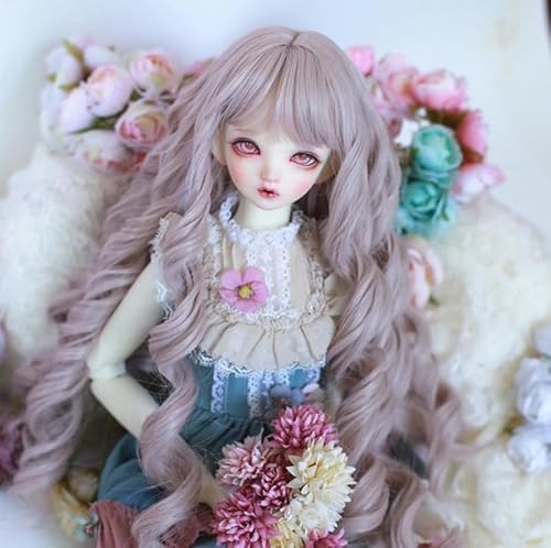 XiDonDon 6-7" 7-8" 8-9" Kopfumfang BJD Puppenperücke Lange lockige Perücken für 1/3 1/4 1/6 BJD SD DOD Pullip (Nur Perücken) (Pink,Head Circumference 18-19cm) von XiDonDon