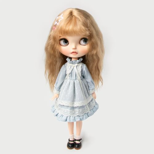 XiDonDon BJD Puppenkleidung, Spitzenkleid für Ymy Licca Azones, OB22, OB24, OB27, Puppenzubehör, Spielzeug (nur Kleidung) (Blue) von XiDonDon