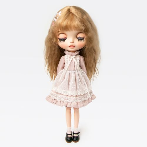 XiDonDon BJD Puppenkleidung, Spitzenkleid für Ymy Licca Azones, OB22, OB24, OB27, Puppenzubehör, Spielzeug (nur Kleidung) (Pink) von XiDonDon