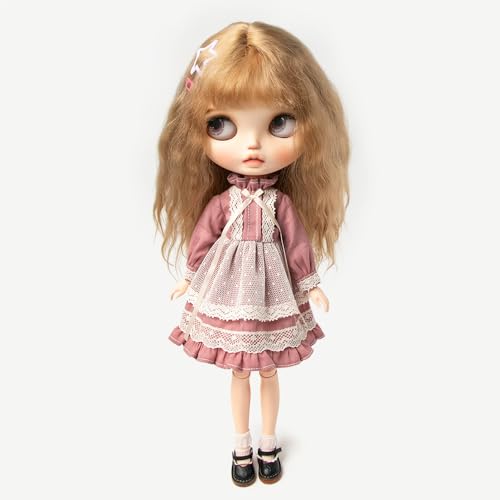 XiDonDon BJD Puppenkleidung, Spitzenkleid für Ymy Licca Azones, OB22, OB24, OB27, Puppenzubehör, Spielzeug (nur Kleidung) (Rose Red) von XiDonDon