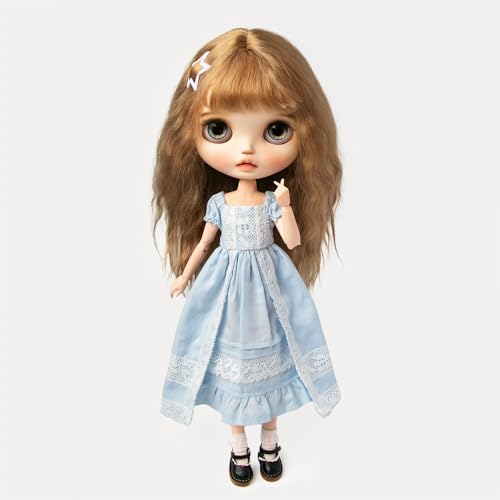 XiDonDon BJD Puppenkleidung, süßes Spitzenkleid für Ymy Licca Azones, Ob22, Ob24, Ob27, Puppenzubehör (nur Kleidung) (Blue) von XiDonDon