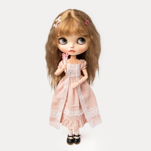 XiDonDon BJD Puppenkleidung, süßes Spitzenkleid für Ymy Licca Azones, Ob22, Ob24, Ob27, Puppenzubehör (nur Kleidung) (Pink) von XiDonDon