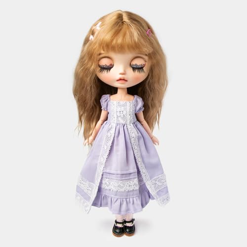 XiDonDon BJD Puppenkleidung, süßes Spitzenkleid für Ymy Licca Azones, Ob22, Ob24, Ob27, Puppenzubehör (nur Kleidung) (Purple) von XiDonDon