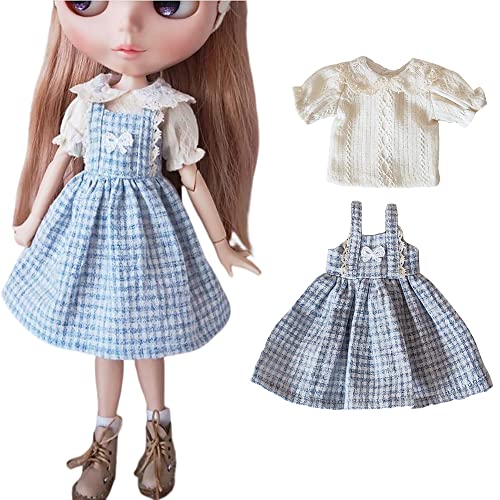 XiDonDon BJD Puppenkleidung Süßes Sommerkleid Shirt für Blyth,Ob24,Licca,Azone BJD Puppenzubehör Kleidung (Blue Set) von XiDonDon