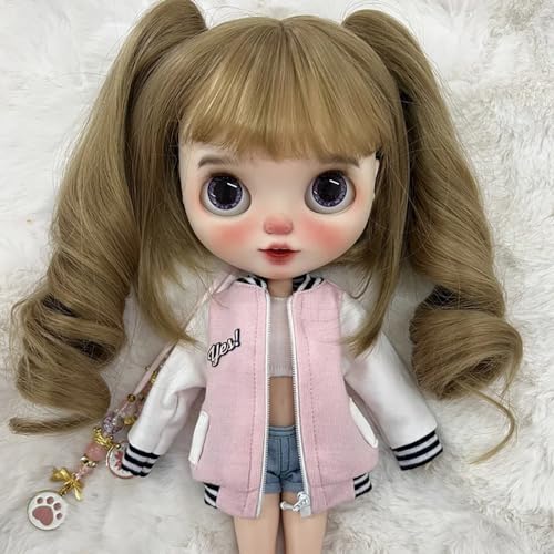 XiDonDon Blyth-Puppenkleidung, modischer Baseballmantel für Licca Azone OB22 OB24 OB27 BJD-Puppenzubehör (Pink) von XiDonDon