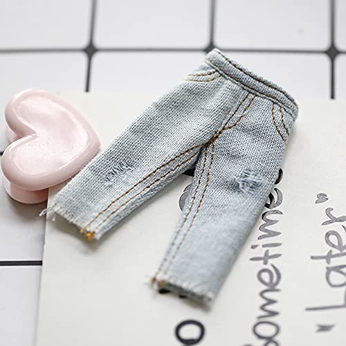 XiDonDon Ob11 Babykleidung für 1/12 BJD, OB, GSC Wear Strumpfhosen BJD Puppenkleidung Jeans Hosen Puppenzubehör OB Kleidung (Light Blue) von XiDonDon