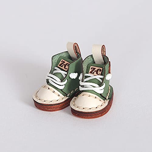 XiDonDon Ob11 Puppenschuhe Rindsleder Canvas Schuhe Puppenkleidung Schuhe Hohe Stiefel für Holala, OB, GSC, Body9,1/12bjd Puppenzubehör (Green) von XiDonDon