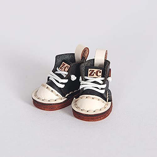 XiDonDon Ob11 Puppenschuhe Rindsleder Canvas Schuhe Puppenkleidung Schuhe Hohe Stiefel für Holala, OB, GSC, Body9,1/12bjd Puppenzubehör (Black) von XiDonDon