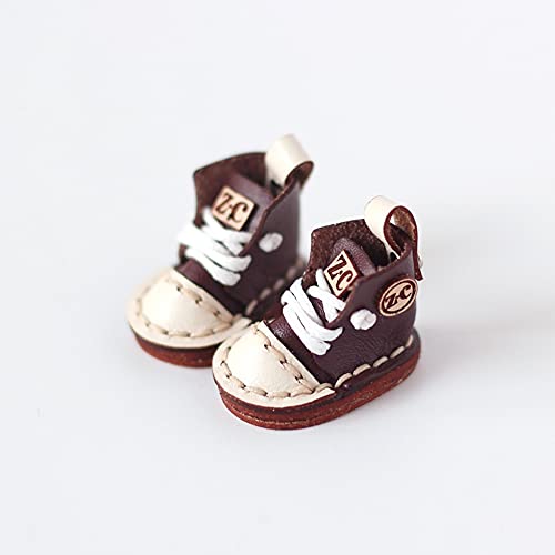 XiDonDon Ob11 Puppenschuhe Rindsleder Canvas Schuhe Puppenkleidung Schuhe Hohe Stiefel für Holala, OB, GSC, Body9,1/12bjd Puppenzubehör (Dark Brown) von XiDonDon