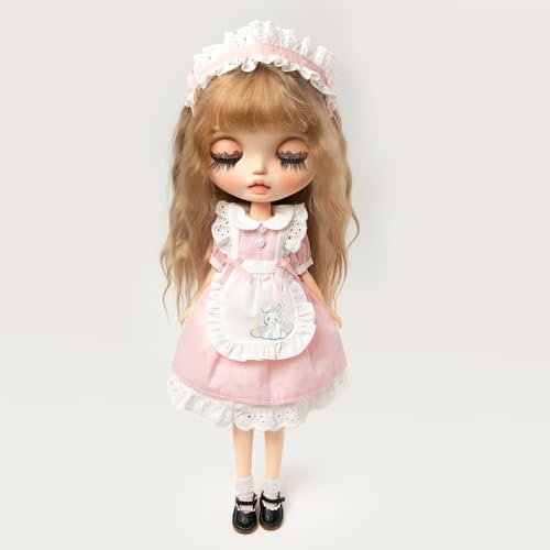 XiDonDon Puppenkleidung, süßes Kleid für Blyth, OB22, OB24, OB27, Licca, Azone BJD Puppen, Kleidung, Spielzeug, Zubehör, Geschenke (nur Kleidung) (Pink) von XiDonDon