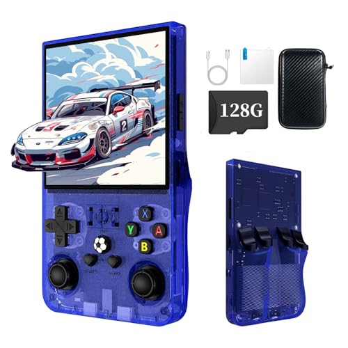 XiFanHo R36MAX Retro Handheld Spielkonsole 128 GB– 4K HD 4,0-Zoll-IPS-Bildschirm, mit vielen Spielen, Open-Source Linux System Retro Konsole Spielkonsole 4000 mAh(Blau) von XiFanHo