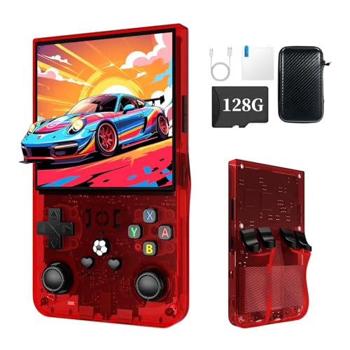 XiFanHo R36MAX Retro Handheld Spielkonsole 128 GB– 4K HD 4,0-Zoll-IPS-Bildschirm, mit vielen Spielen, Open-Source Linux System Retro Konsole Spielkonsole 4000 mAh(Rot) von XiFanHo