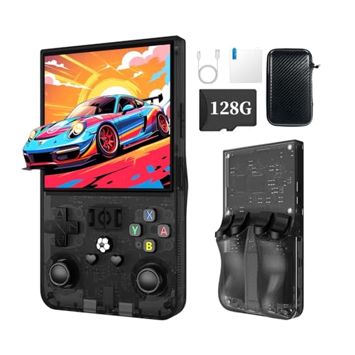 XiFanHo R36MAX Retro Handheld Spielkonsole 128 GB– 4K HD 4,0-Zoll-IPS-Bildschirm, mit vielen Spielen, Open-Source Linux System Retro Konsole Spielkonsole 4000 mAh (Schwarz) von XiFanHo