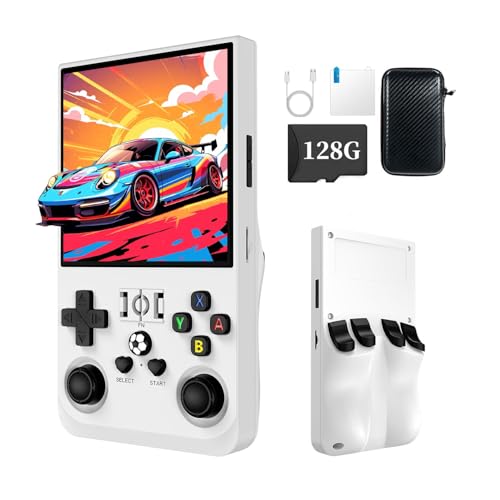 XiFanHo R36MAX Retro Handheld Spielkonsole 128 GB– 4K HD 4,0-Zoll-IPS-Bildschirm, mit vielen Spielen, Open-Source Linux System Retro Konsole Spielkonsole 4000 mAh (weiß) von XiFanHo