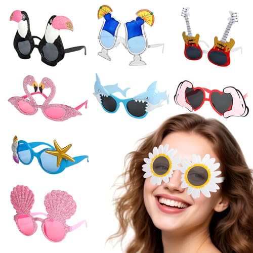 XiLayNeen 9 Paar Party Sonnenbrille,Lustige Hawaiianische Brille,Sommerparty Photo Booth Requisiten,Lustige Brille für Geburtstagsparty Maskerade Karneval Abschlussfeier Foto-Requisiten von XiLayNeen