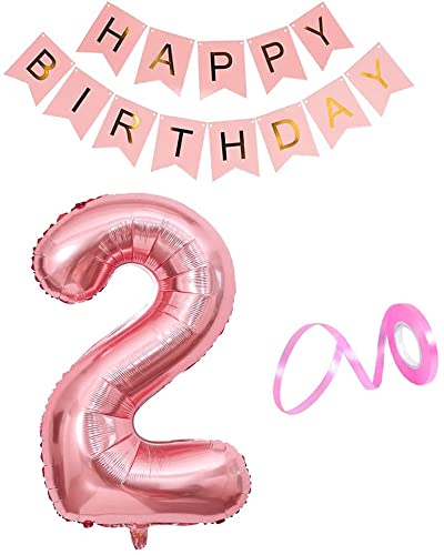 Luftballons Zahlen, Folienballon Geburtstag, XiXiRan Luftballons Geburtstag, Geburtstag Ballons, Zahl Geburtstagsdeko, Deko Haus Folienballons Buchstaben, 0-9 Digital Party Supplies (2, Pinke Rose) von XiXiRan