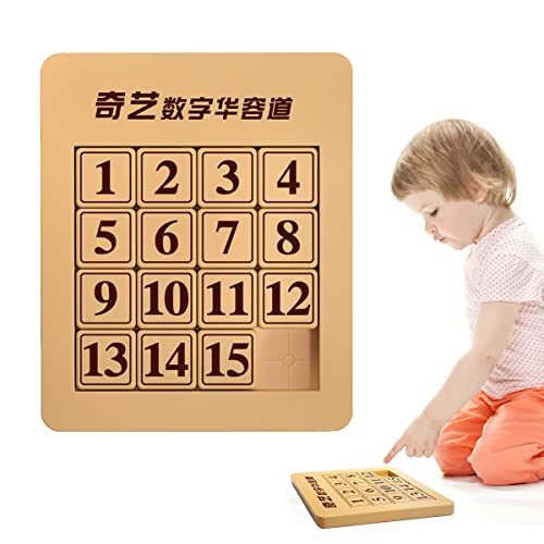 Mathematische Intelligenz Puzzle, XiXiRan Zahlenpuzzle Holz, Digitale Huarong Spielzeug, Holz Digitale Huarong Puzzle, Mathe Spielzeug, Lernspielzeug für Kinder und Studenten (4 x 4) von XiXiRan
